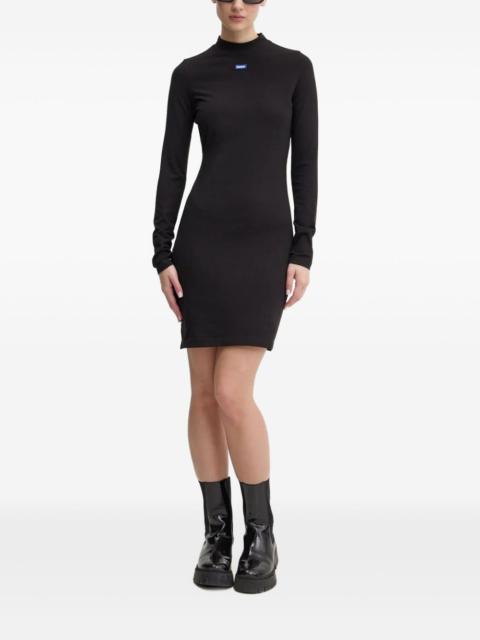 HUGO mock-neck logo-tab mini dress