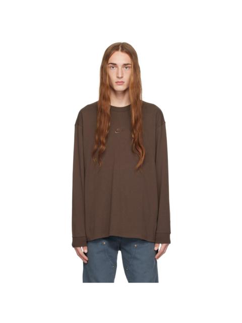 Brown Embroidered Long Sleeve T-Shirt