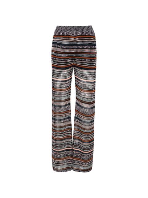 striped intarsia-knit falred trousers