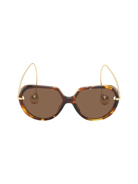 Bottega Veneta Brown & Gold Drop Aviator Sunglasses