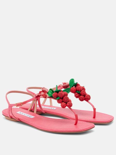 AQUAZZURA Berry raffia-effect thong sandals