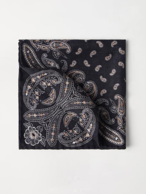 Brunello Cucinelli Silk pocket square with paisley design
