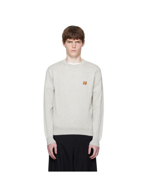 Maison Kitsuné Gray Bold Fox Head Patch Regular Sweater
