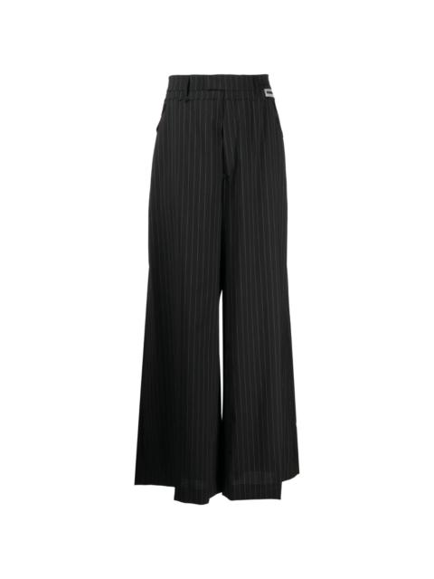 pinstripe wide-leg trousers