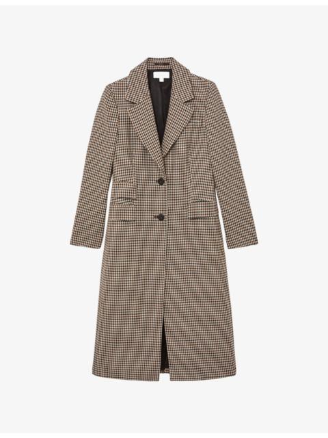 REISS Karina Checked Wool-Blend Coat