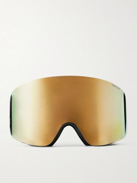 TOM FORD Logo-Jacquard Webbing-Trimmed Ski Goggles Brown