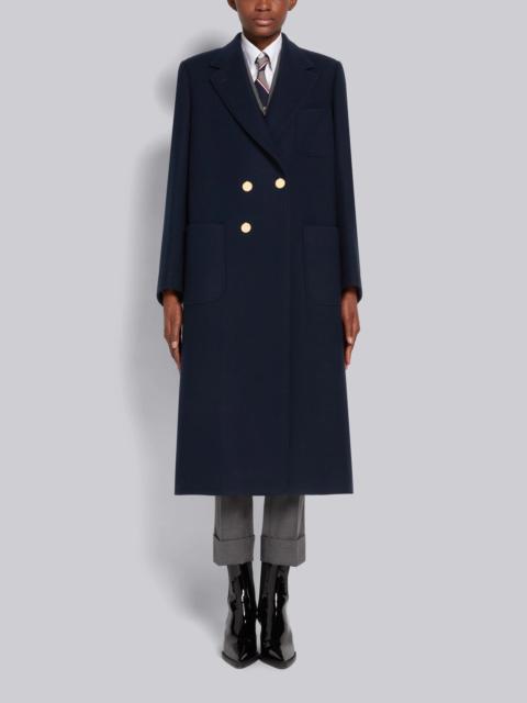 Thom Browne Navy Boiled Wool Oversized Double-breasted Sack Overcoat