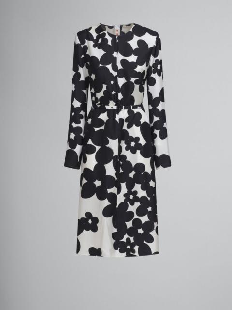 Marni BLACK AND WHITE DILLES PRINT SILK DRESS