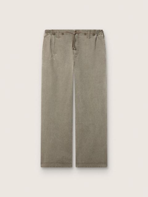 Golden Goose Unisex pants in gray denim with drawstring and star