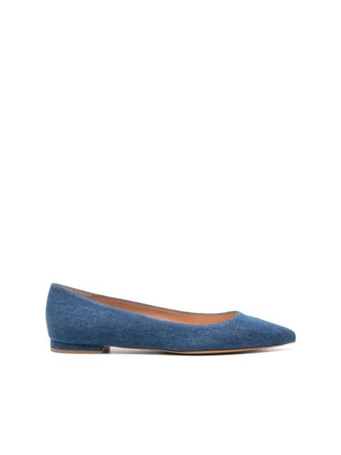 Gianvito Rossi pointed-toe denim ballerina shoes
