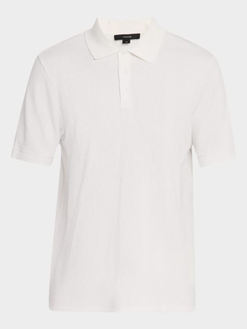 Vince Men's Variegated Textured Stripe Polo Shirt