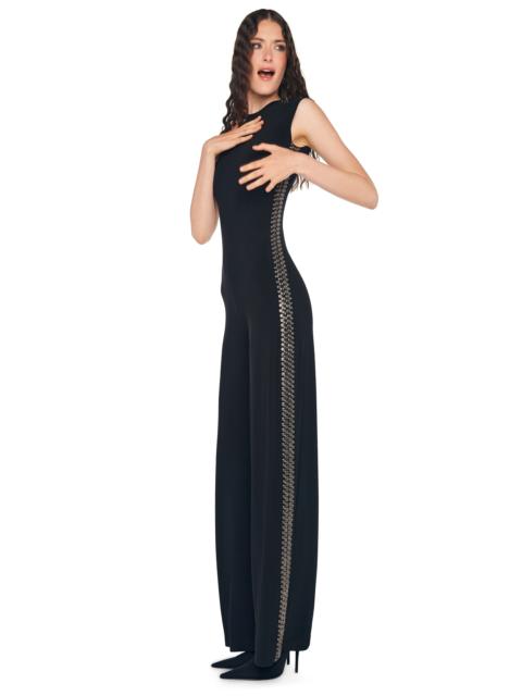 NORMA KAMALI GUNMETAL STUD SLEEVELESS JUMPSUIT