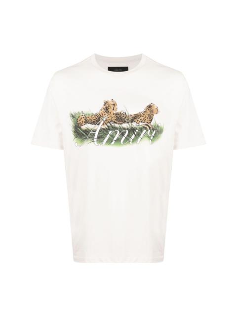 Cheetah-print cotton T-shirt