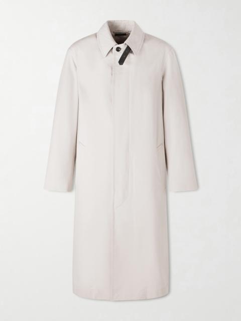 TOM FORD Leather-Trimmed Cotton and Silk-Blend Overcoat