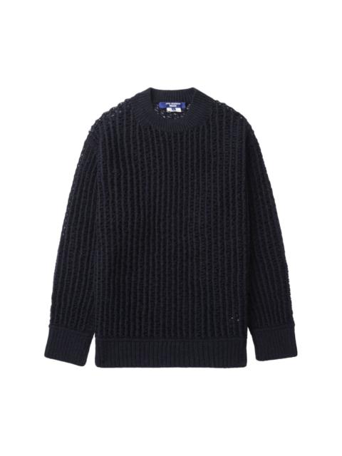 open knit crew neck sweatshirt