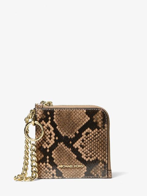 MICHAEL KORS Jet Set Travel Medium Snake Embossed Chain Wallet