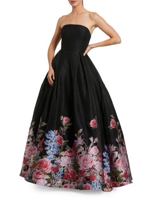 MAC DUGGAL Women's Strapless Floral Brocade Ball Gown - Black Multi