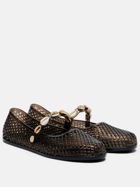 ANCIENT GREEK SANDALS Iro embellished fishnet ballet flats