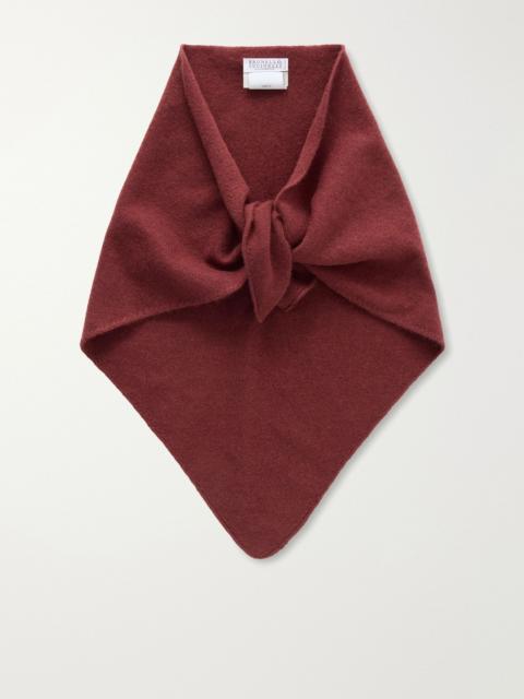 Brunello Cucinelli Bead-embellished cashmere scarf Burgundy