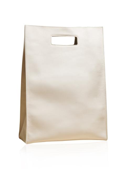 KHAITE Hudson Leather Tote Bag off-white