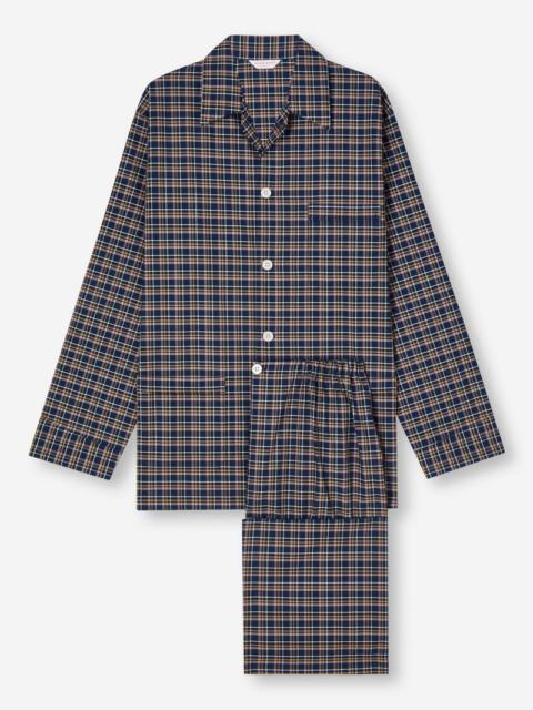 Derek Rose Men's Classic Fit Pajamas Barker 37 Cotton Navy