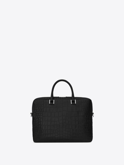 SAINT LAURENT sac de jour briefcase in crocodile embossed leather