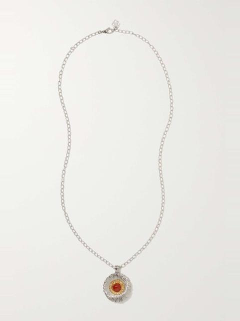 Buccellati Blossom sterling silver and gold-plated, jasper and diamond necklace