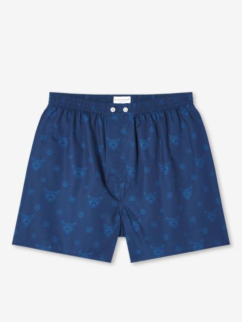 Derek Rose Men's Classic Fit Boxers Paris 24 Cotton Jacquard Navy