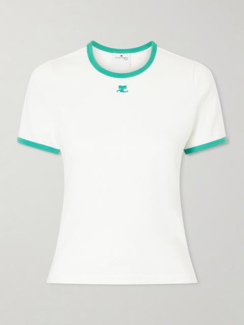 courrèges Logo-embroidered Cotton-jersey T-shirt
