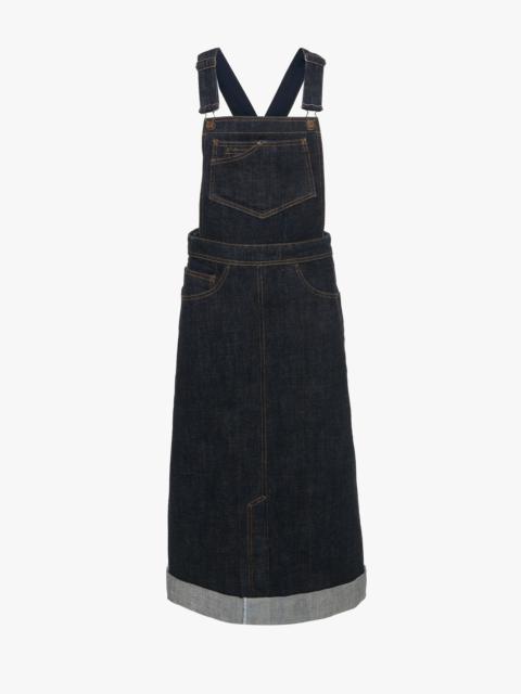 Victoria Beckham Overall Skirt In Dark Indigo Rinse