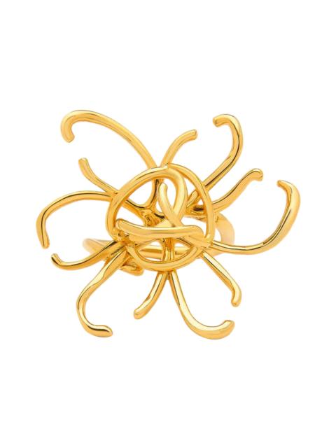 Oscar de la Renta Women's O Wire Flower 24K-Gold-Plated Brass Ring - Gold