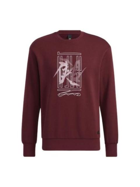 Men's adidas Wj Swt Logo Martial Arts Series Word Printing Sports Round Neck Pullover Red HE5162