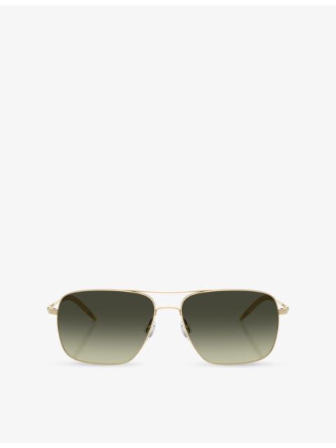 Oliver Peoples OV1150S Clifton Aviator-Frame Metal Sunglasses