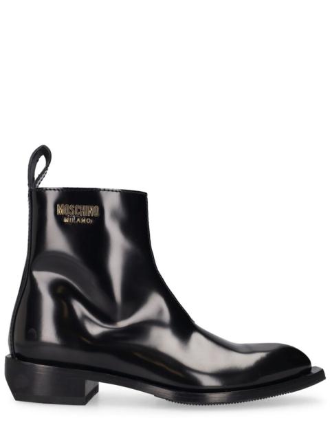 Moschino 40mm Texas brushed leather boots