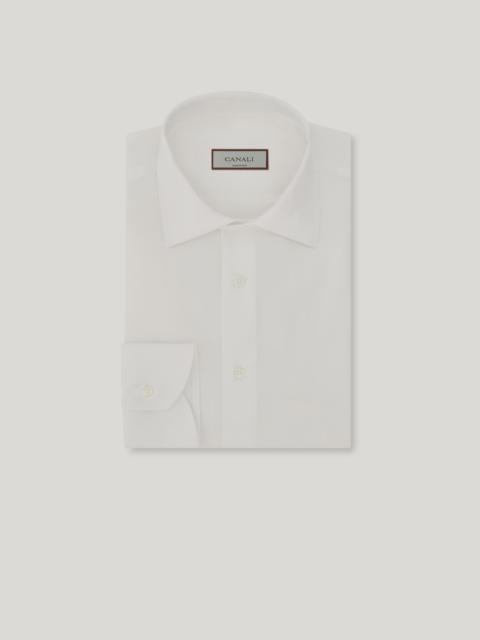 Canali WHITE COTTON TWILL REGULAR-FIT DRESS SHIRT