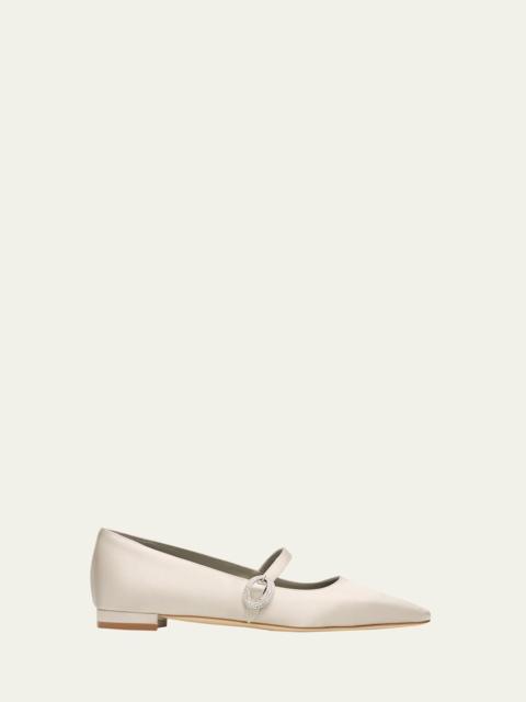 Manolo Blahnik Auluspla Satin Embellished Mary Jane Ballerina Flats