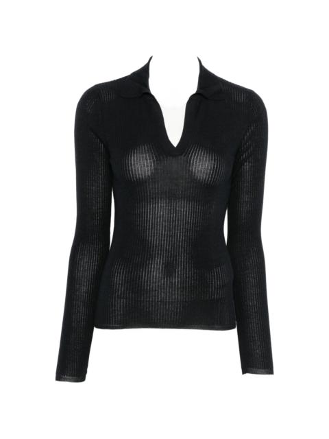 Max Mara Max Mara Ribbed-knit Polo-collar Top