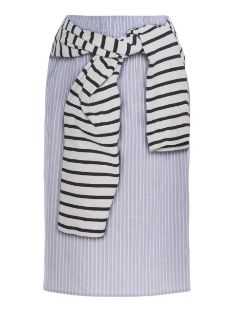 BRANDON MAXWELL The Townes Striped Cotton Pencil Midi Skirt stripe