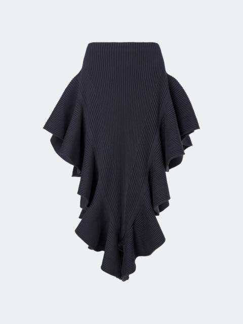 Alaïa Ribbed-knit ruffled wool-blend midi skirt