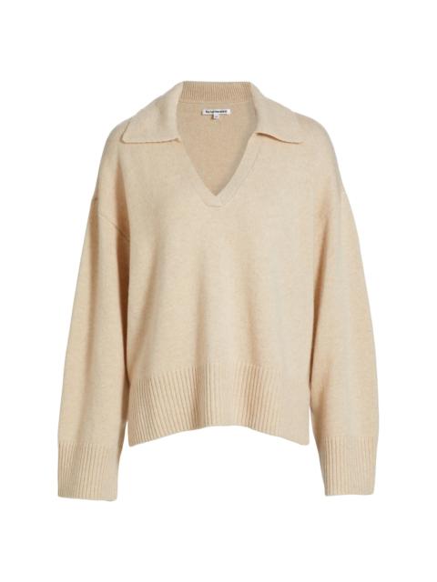 Reformation Women's Sawyer Oversized Cashmere & Wool Polo Sweater - Eco Beige
