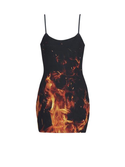 Short Fire printed velvet jersey dress
