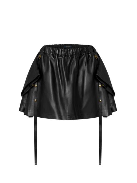 Louis Vuitton Strap Detail Gathered Leather Mini Skirt