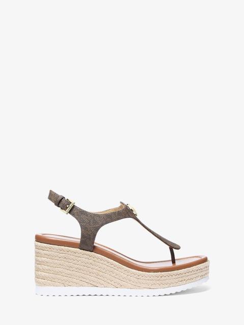 MICHAEL KORS Val Signature Logo Thong Wedge Sandal