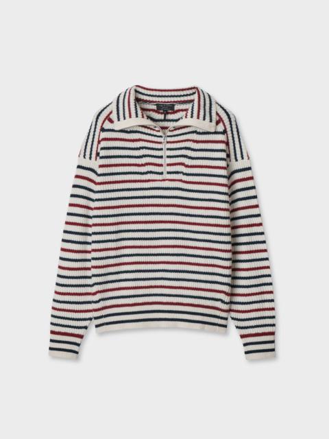 rag & bone Gigi Striped Cashmere Half-Zip
