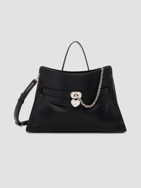 Alexander McQueen Women's Locke Leather Top Handle Bag - Black Silver