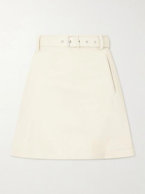 Marni Belted striped leather mini skirt Off-white