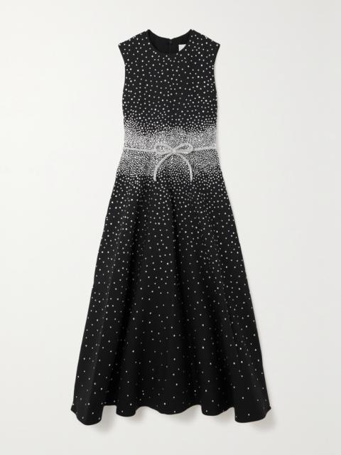 Valentino Belted Embellished Wool And Silk-blend Midi Dress