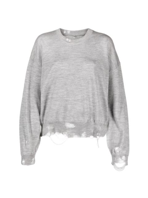distressed merino-wool jumper
