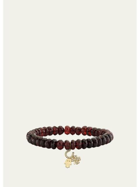 SYDNEY EVAN 14K Diamond Good Luck Charm on Ruby Bracelet