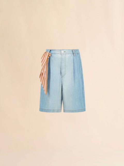 Marni LIGHT BLUE CHAMBRAY SHORTS WITH FOULARD